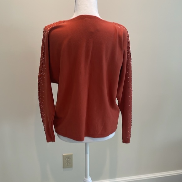 Milano LIV Rust Colored Top With Scattered Sequins. Large - Picture 4 of 7